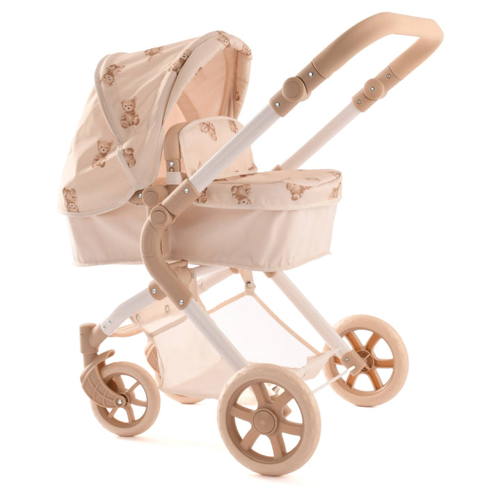 Roma Single Doll Pram - Teddy Bear Collection (side view) — Little Mamas Nursery