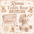 Roma Teddy Bear Bundle – Single Doll Pram & Bedside Crib Set — Little Mamas Nursery
