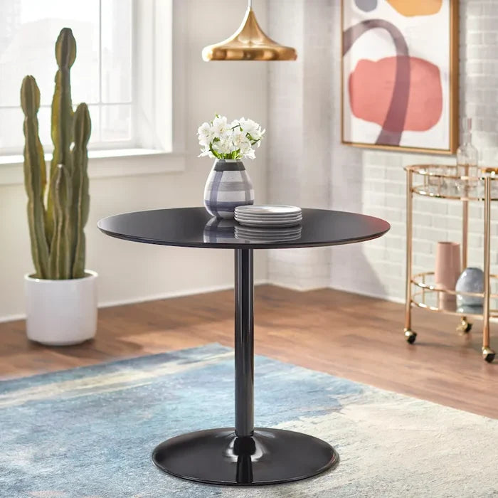 Round Dining Table with Metal Base – Multiple Finish Options