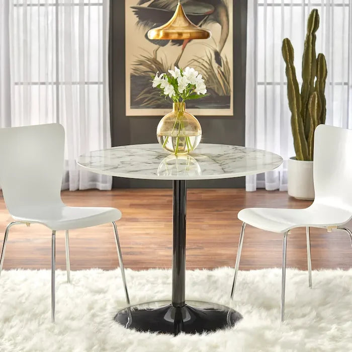 Round Dining Table with Metal Base – Multiple Finish Options