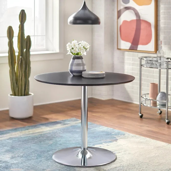 Round Dining Table with Metal Base – Multiple Finish Options