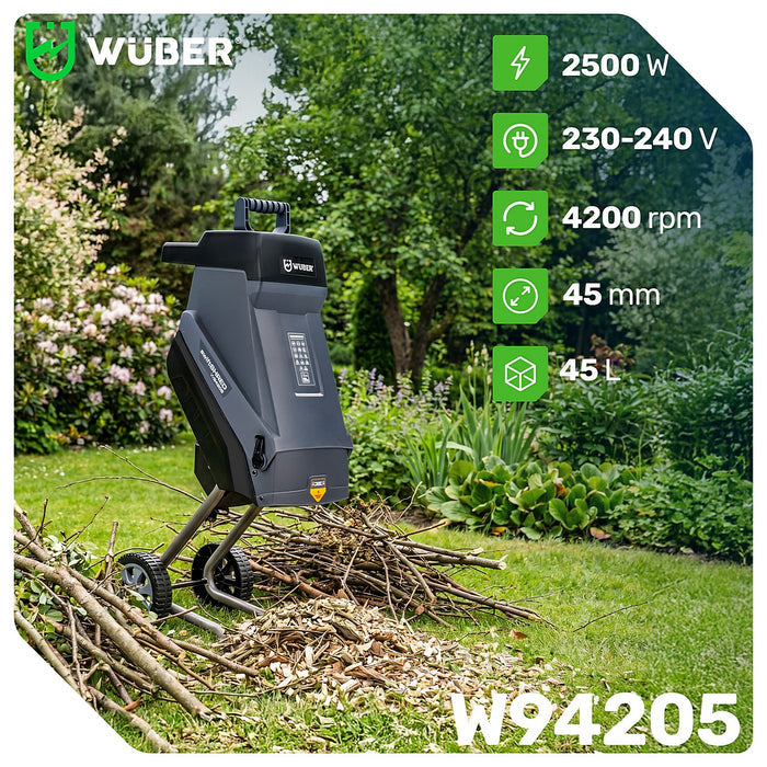 Rozdrabniacz do gałęzi rębak 2500 W nożowy WUBER