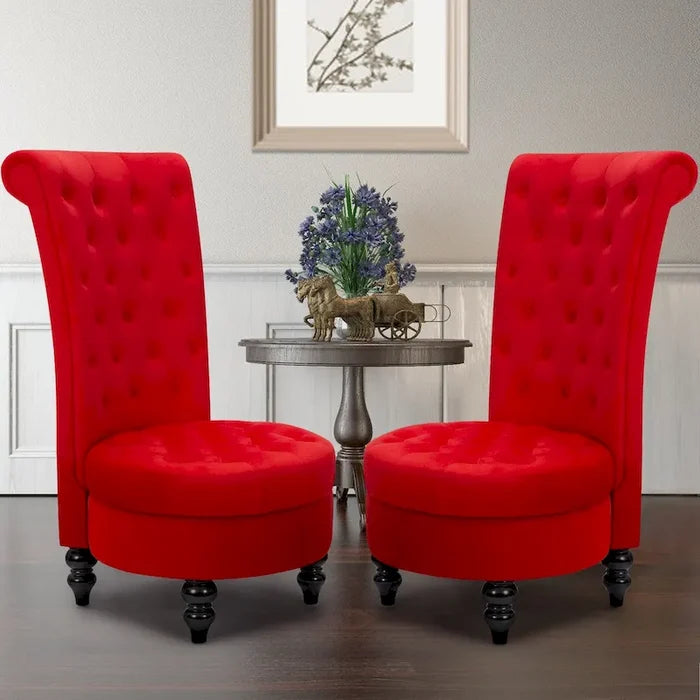 Set of 2 Throne Royal Chair Thick Padding and Rubberwood Legs