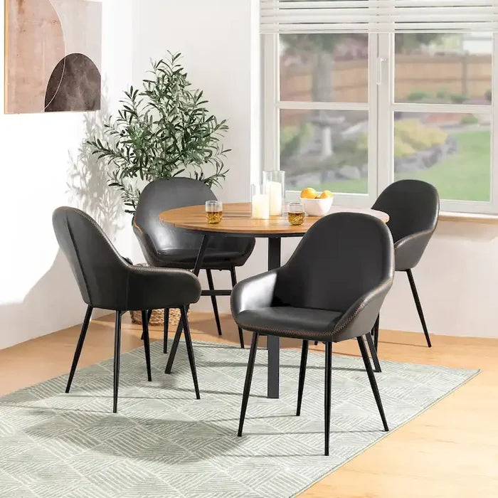 Set of 2/4/6 Mid-Century Modern Faux Leather Accent Dining Chairs