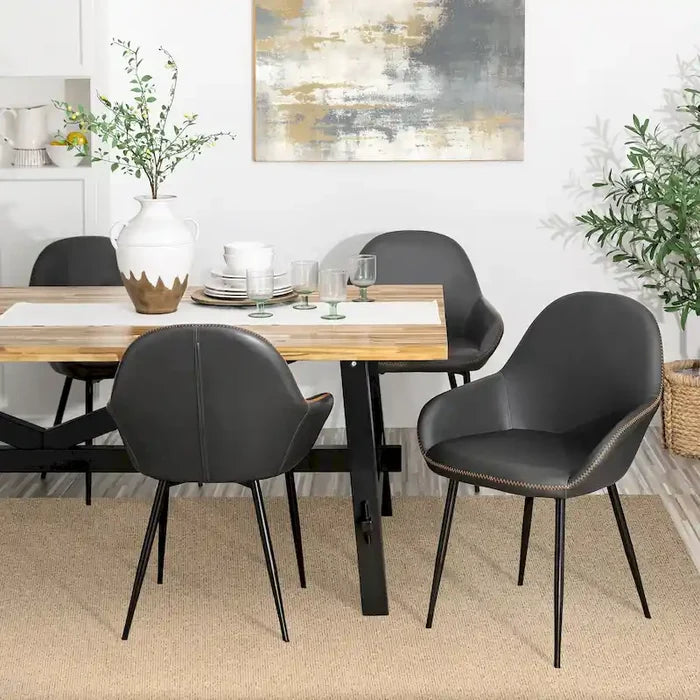 Set of 2/4/6 Mid-Century Modern Faux Leather Accent Dining Chairs