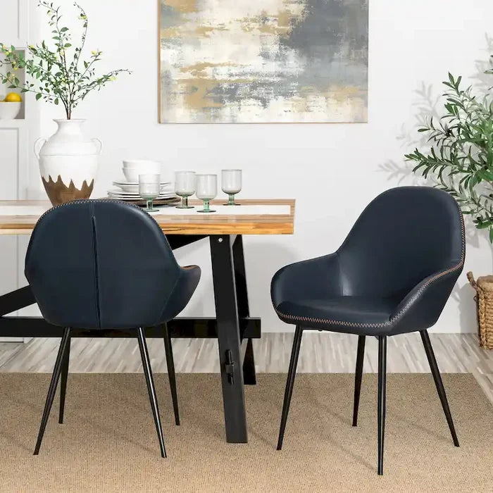 Set of 2/4/6 Mid-Century Modern Faux Leather Accent Dining Chairs
