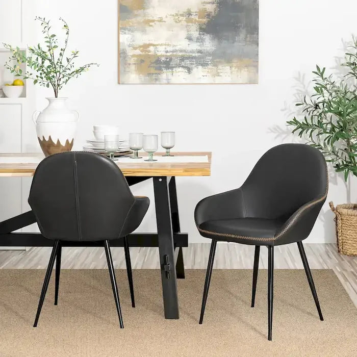 Set of 2/4/6 Mid-Century Modern Faux Leather Accent Dining Chairs