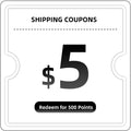 $5 shipping coupon voucher, redeemable for 500 points, black text on white background