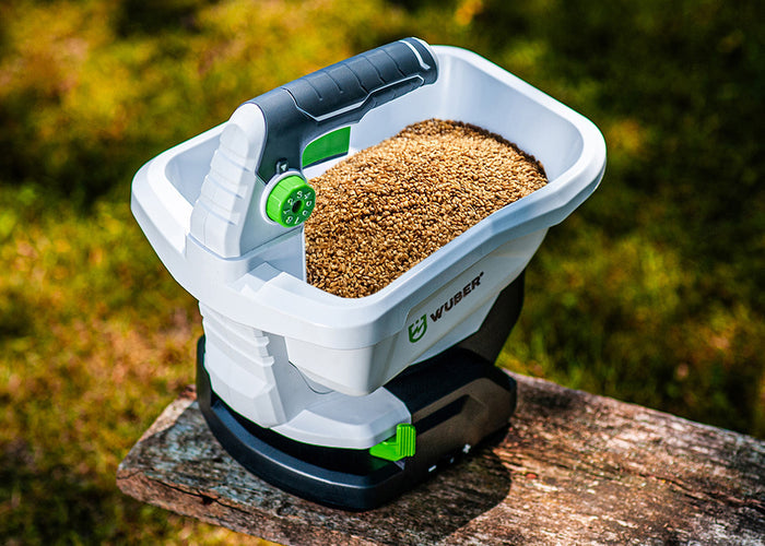 Akumulatorowy siewnik WUBER 3,3 l z ergonomiczną rączką i pojemnikiem na nasiona