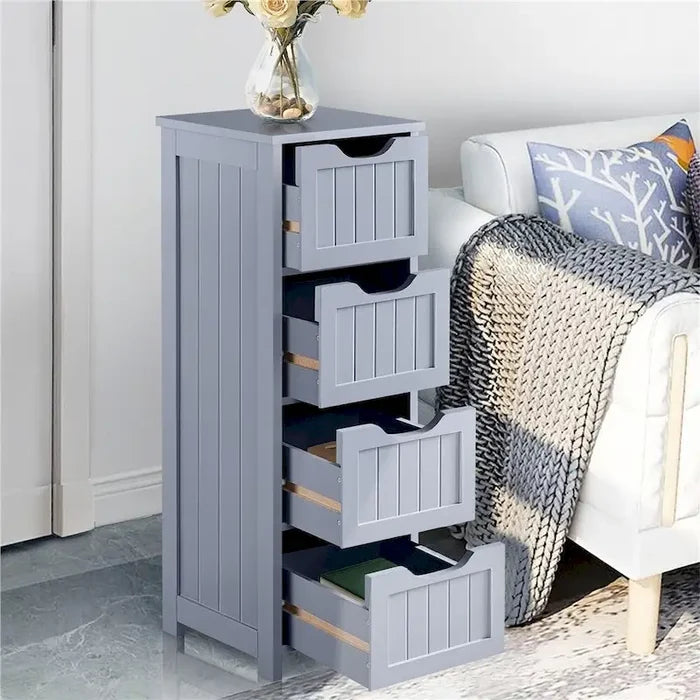 Slim Bathroom Floor Cabinet with 4 Drawers and Storage