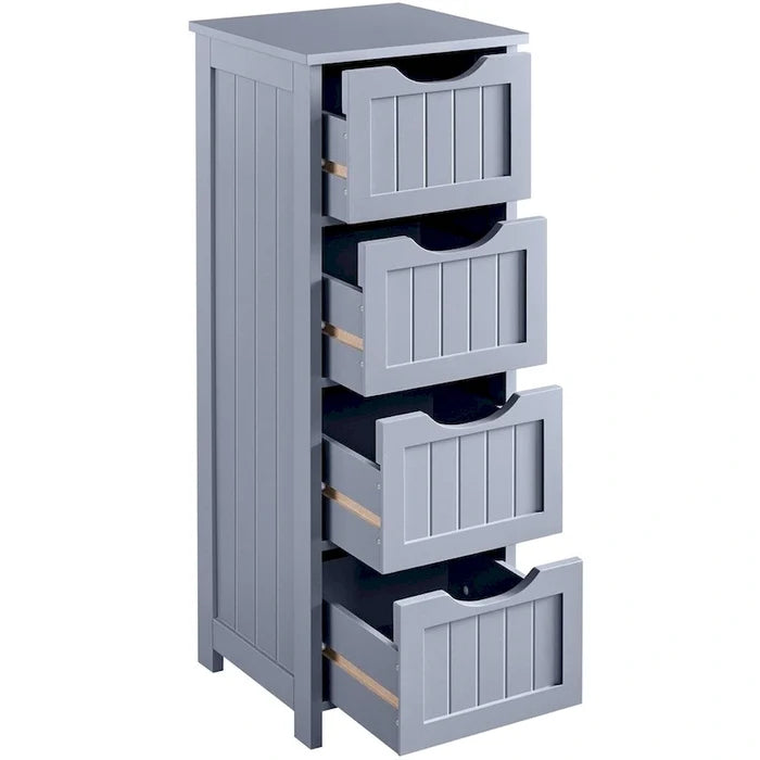 Slim Bathroom Floor Cabinet with 4 Drawers and Storage