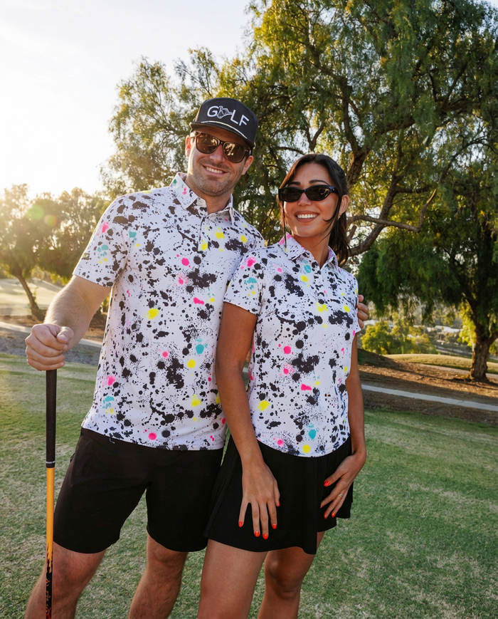 Splatter His & Hers Matching Polo Bundle - Sleeved
