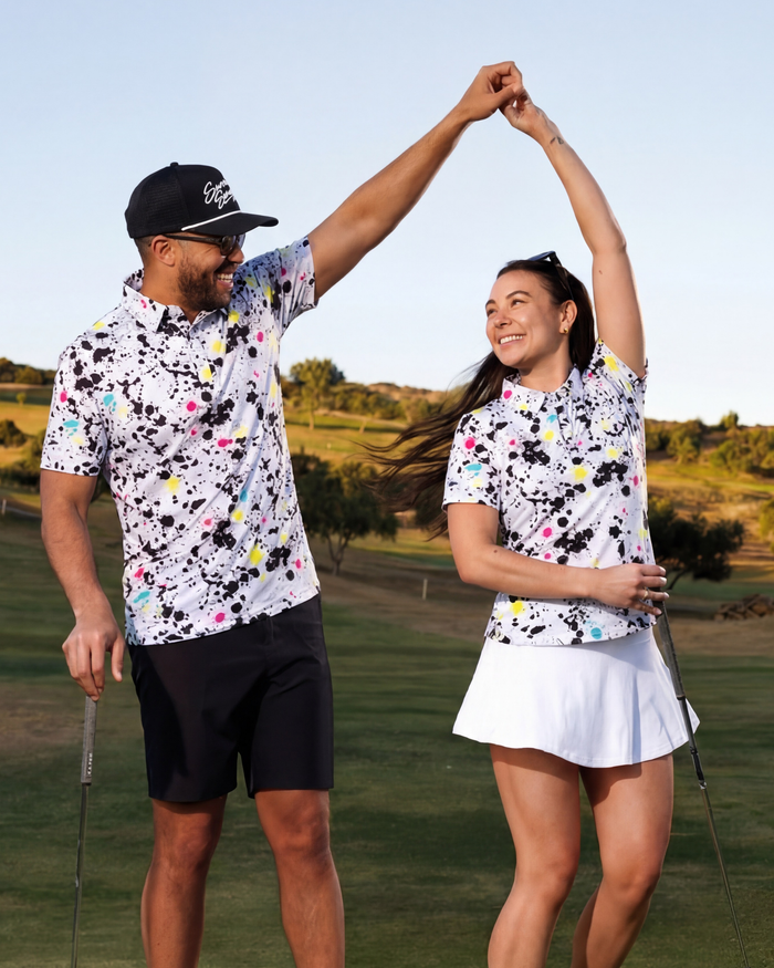 Splatter His & Hers Matching Polo Bundle - Sleeved
