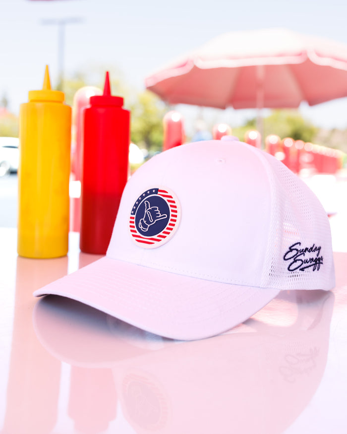 Star-Spangled Shaka Flexfit Snapback Hat - White