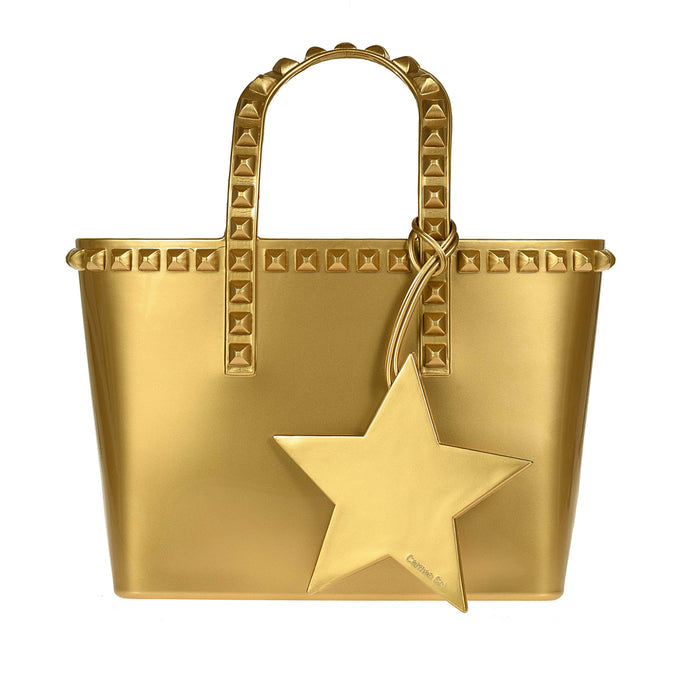 Stella grande metallic jelly bag charms personalized in Carmen Sol jelly bags in color  gold