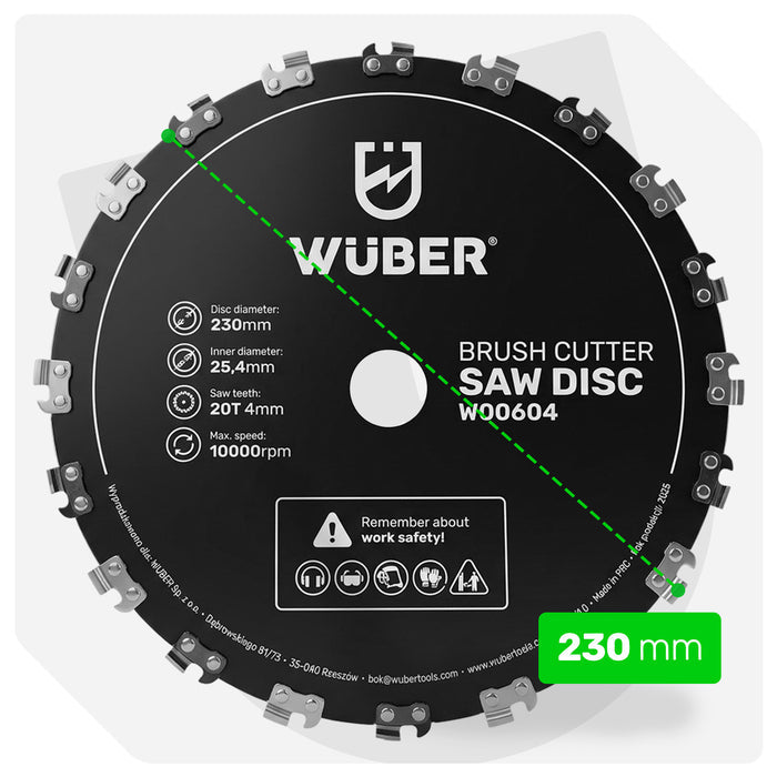 Tarcza tnąca łańcuchowa do kosy spalinowej podkaszarki 20T 230 mm WUBER