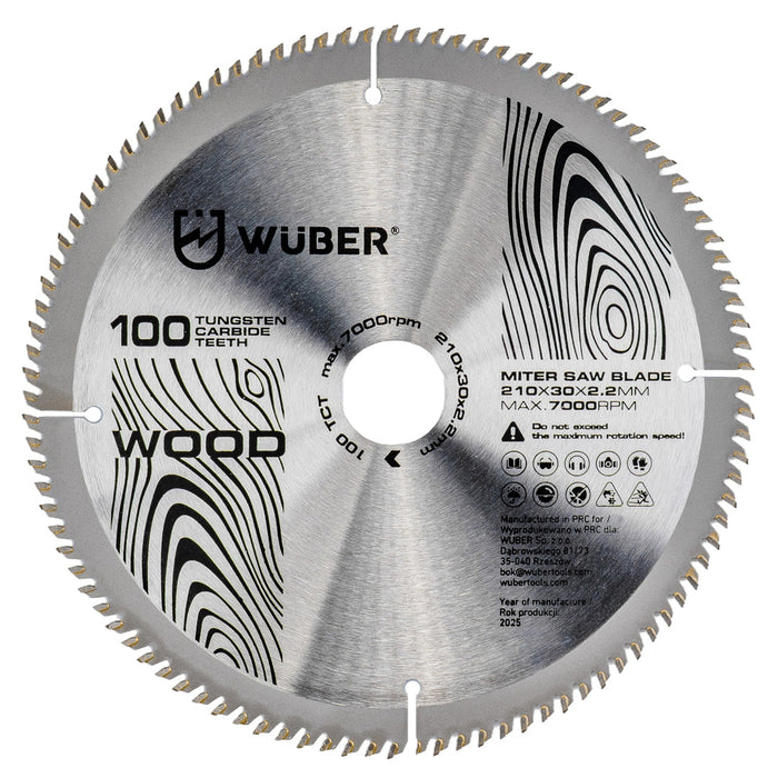 Tarcza widiowa do drewna 210x30 mm 100T WUBER