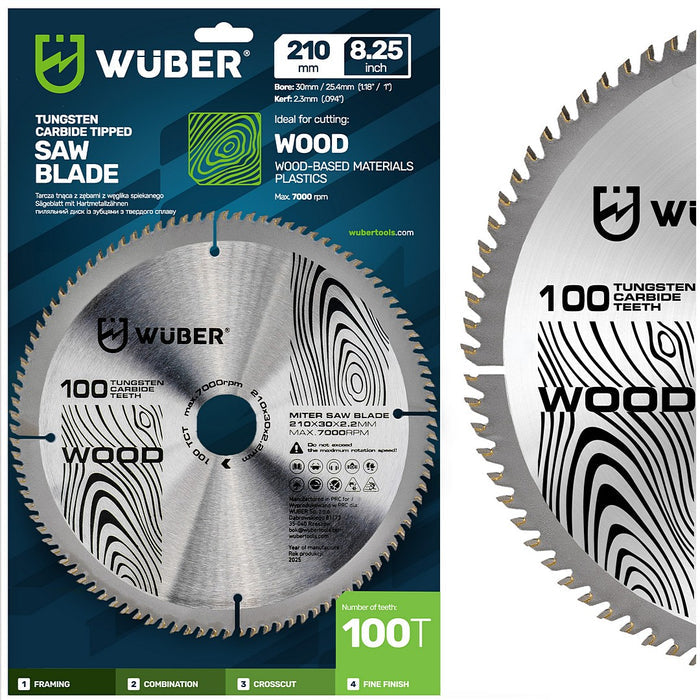 Tarcza widiowa do drewna 210x30 mm 100T WUBER