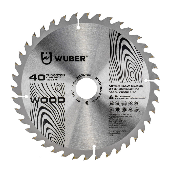 Tarcza widiowa do drewna 210x30 mm 40T WUBER
