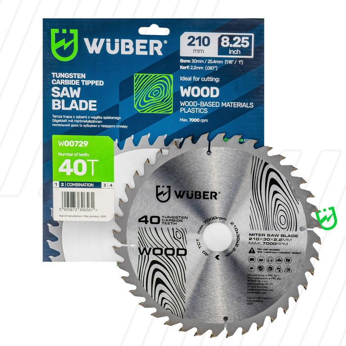 Tarcza widiowa do drewna 210x30 mm 40T WUBER