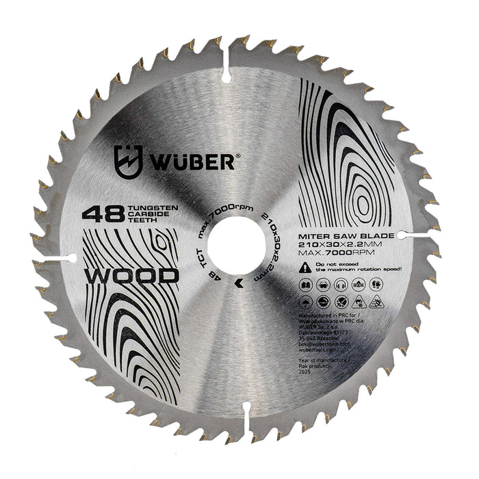 Tarcza widiowa do drewna 210x30 mm 48T WUBER