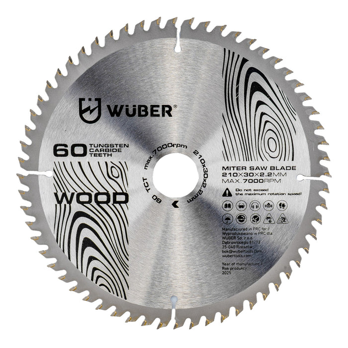 Tarcza widiowa do drewna 210x30 mm 60T WUBER