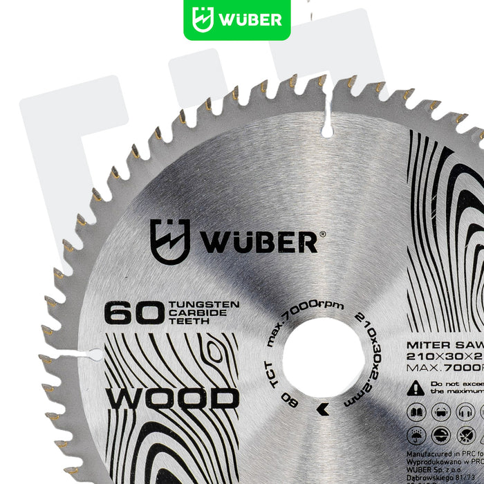 Tarcza widiowa do drewna 210x30 mm 60T WUBER