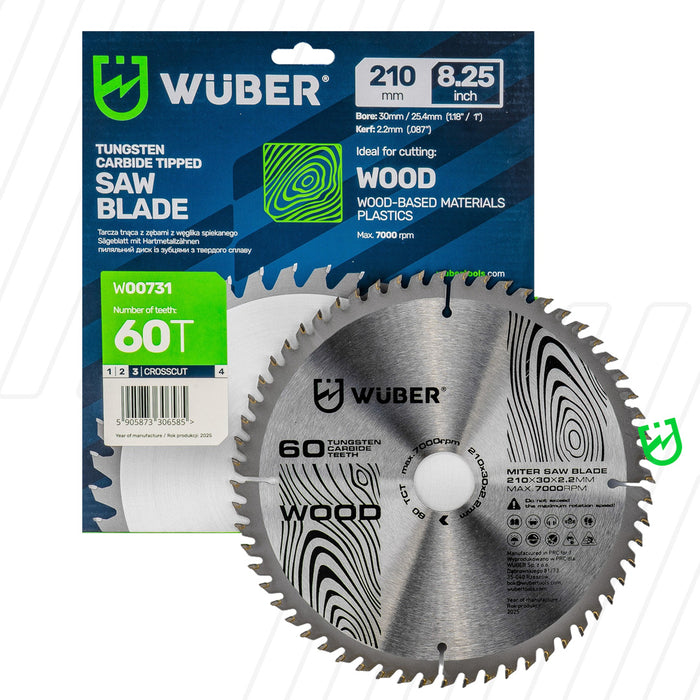 Tarcza widiowa do drewna 210x30 mm 60T WUBER