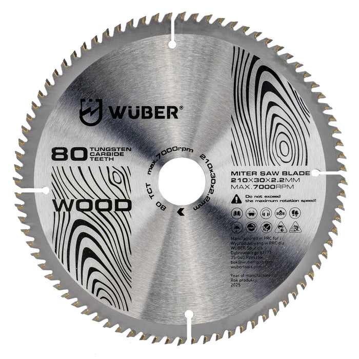 Tarcza widiowa do drewna 210x30 mm 80T WUBER