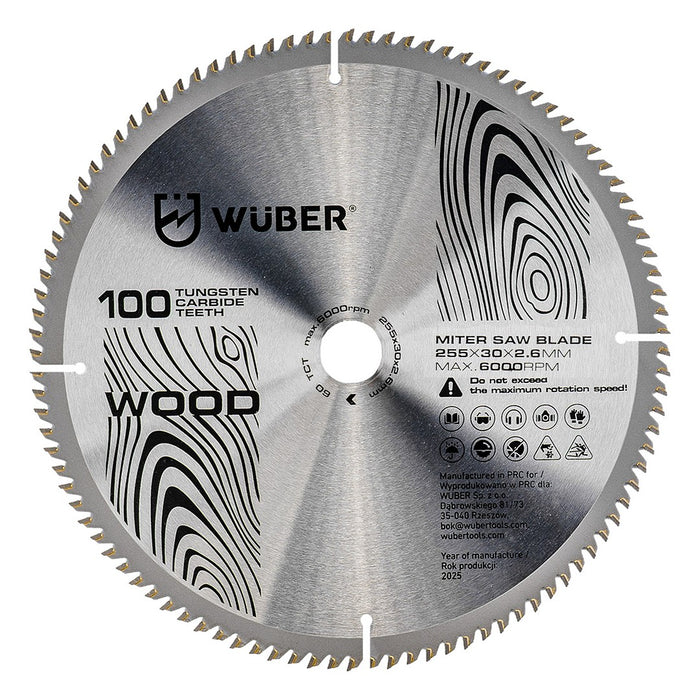Tarcza widiowa do drewna 255x30 mm 100T WUBER
