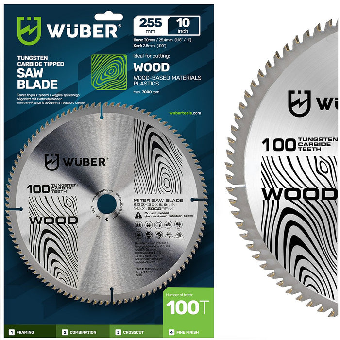 Tarcza widiowa do drewna 255x30 mm 100T WUBER