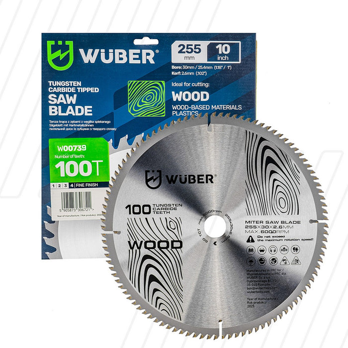 Tarcza widiowa do drewna 255x30 mm 100T WUBER