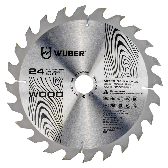 Tarcza widiowa do drewna 255x30 mm 24T WUBER