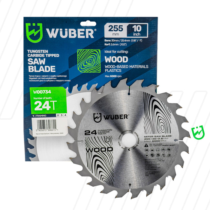 Tarcza widiowa do drewna 255x30 mm 24T WUBER