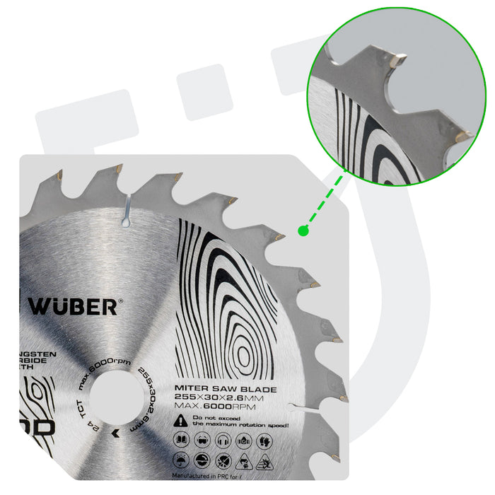 Tarcza widiowa do drewna 255x30 mm 24T WUBER