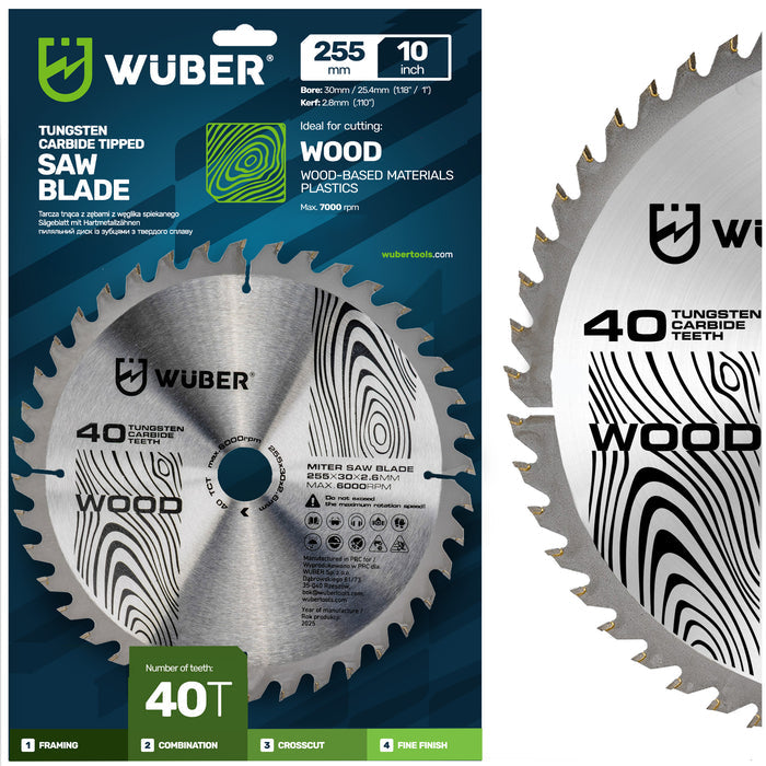 Tarcza widiowa do drewna 255x30 mm 40T WUBER