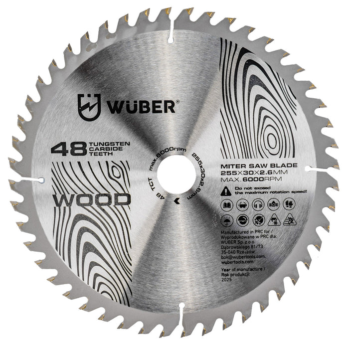 Tarcza widiowa do drewna 255x30 mm 48T WUBER