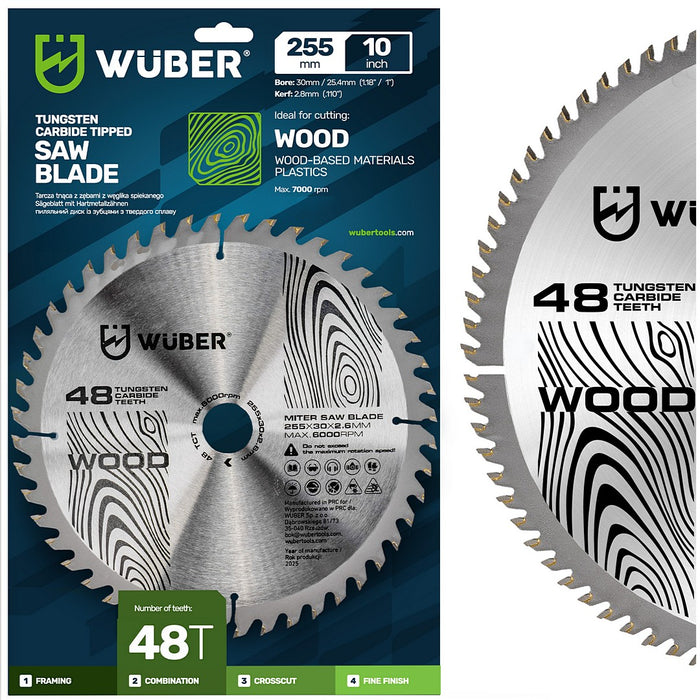 Tarcza widiowa do drewna 255x30 mm 48T WUBER