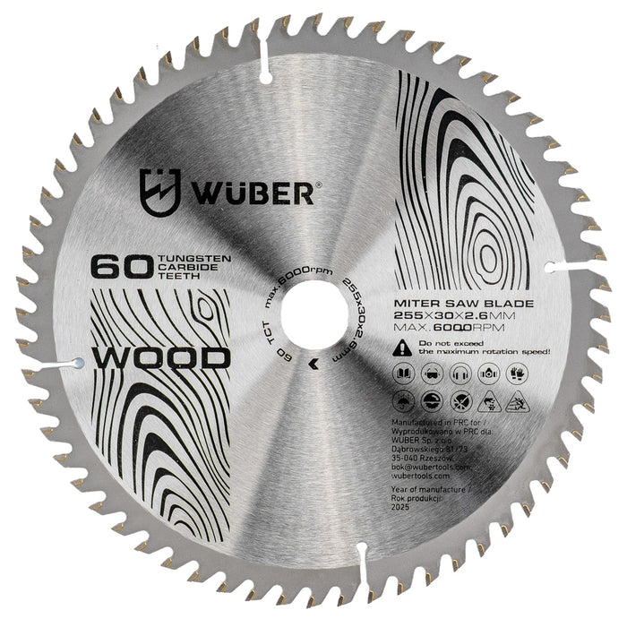 Tarcza widiowa do drewna 255x30 mm 60T WUBER