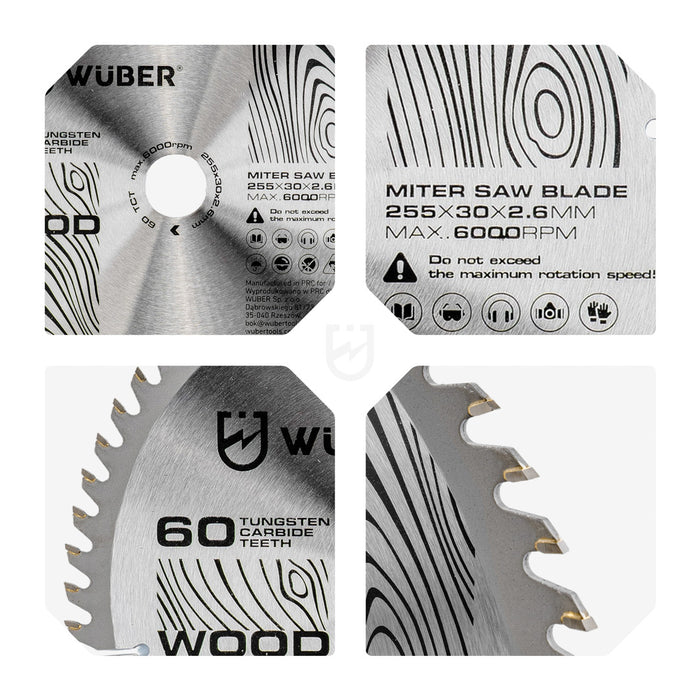 Tarcza widiowa do drewna 255x30 mm 60T WUBER