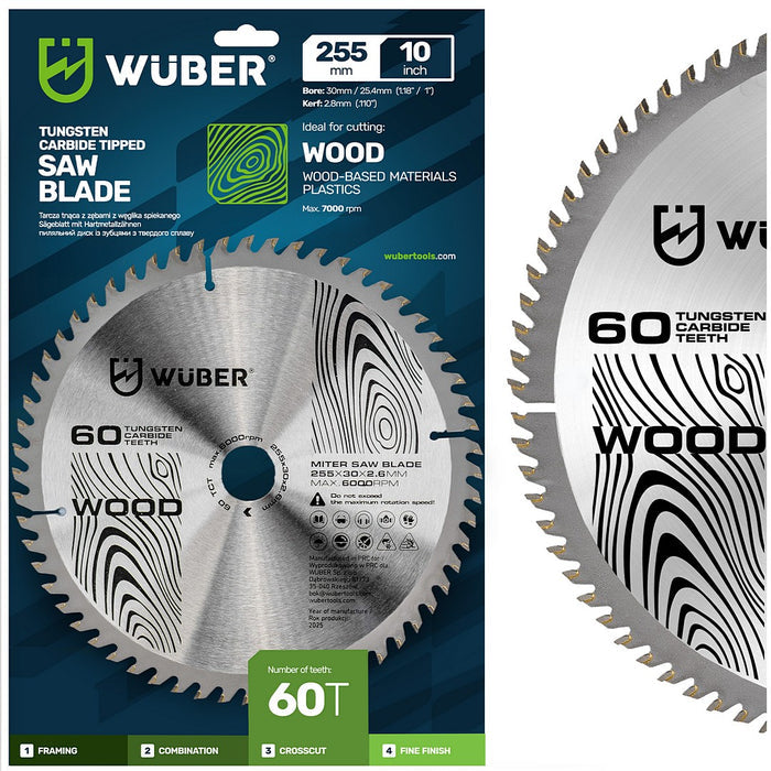Tarcza widiowa do drewna 255x30 mm 60T WUBER