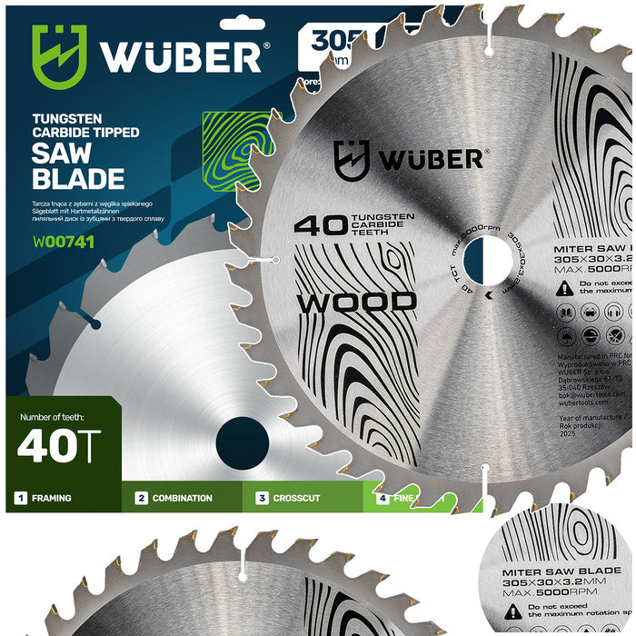 Tarcza widiowa do drewna 305x30 mm 40T WUBER