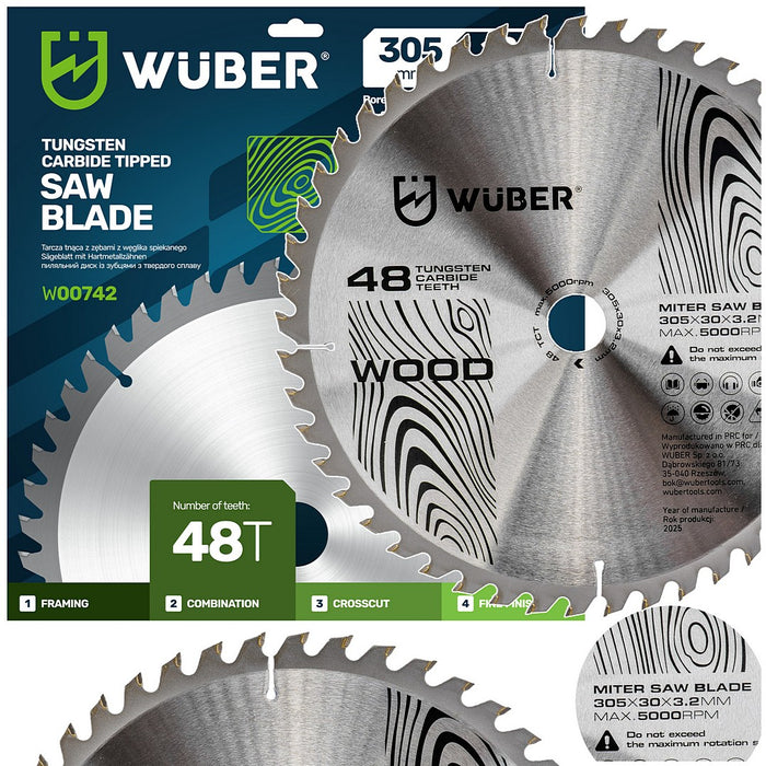 Tarcza widiowa do drewna 305x30 mm 48T WUBER