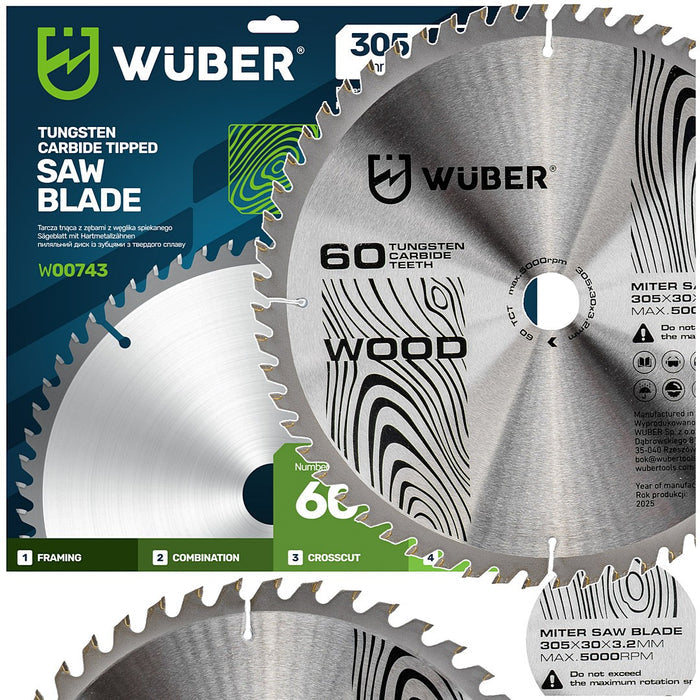 Tarcza widiowa do drewna 305x30 mm 60T WUBER