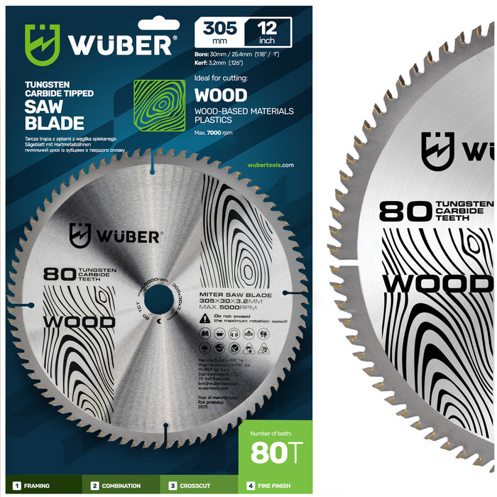 Tarcza widiowa do drewna 305x30 mm 80T WUBER
