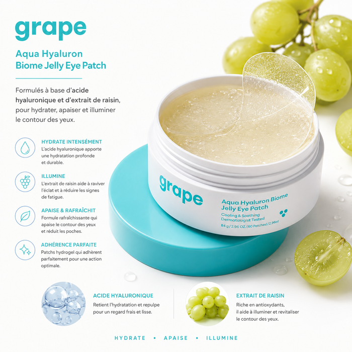 Thank You Farmer Grape Aqua Hyaluron Biome Jelly Eye Patch 60 pcs