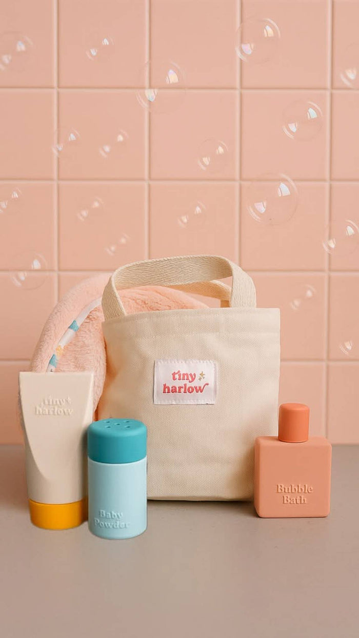 Tiny Harlow Doll Bath Time Set (front view) — Little Mamas Nursery