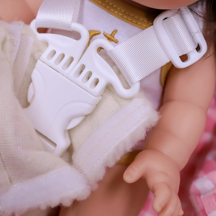 Tiny Harlow Doll Car Seat Capsule - Blue Ducky (close-up) — Little Mamas Nursery