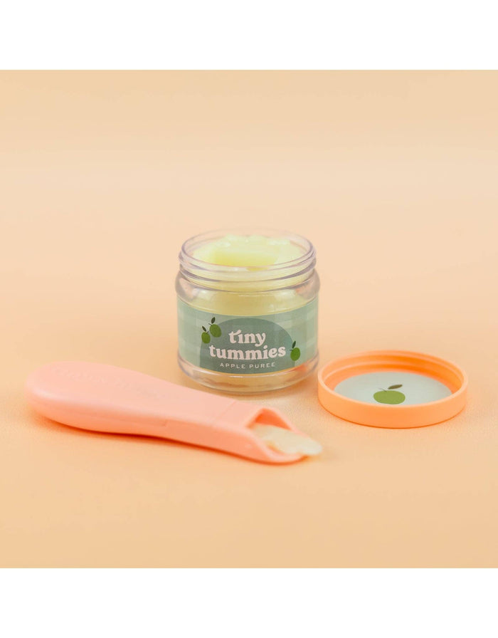 Tiny Tummies Banana Jelly Jar & Magic Spoon (side view) — Little Mamas Nursery