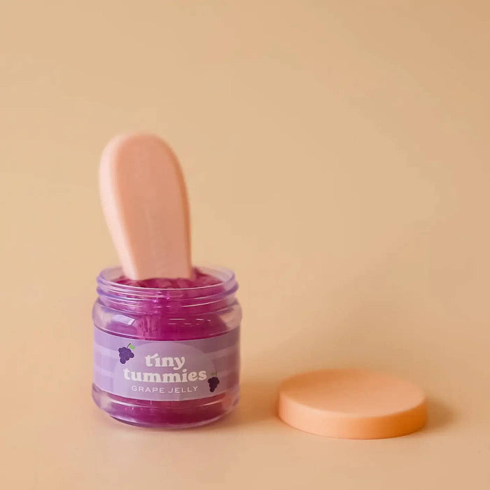 Tiny Tummies Grape Jelly Jar & Magic Spoon (front view) — Little Mamas Nursery